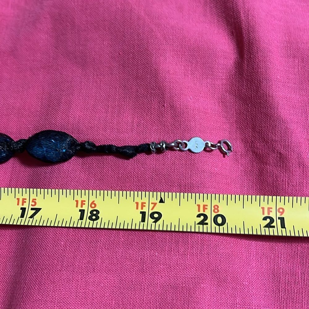 LORI FRANTZ KOENIG necklace. Turquoise stones in black knit fabric. Stunning - Picture 6 of 7
